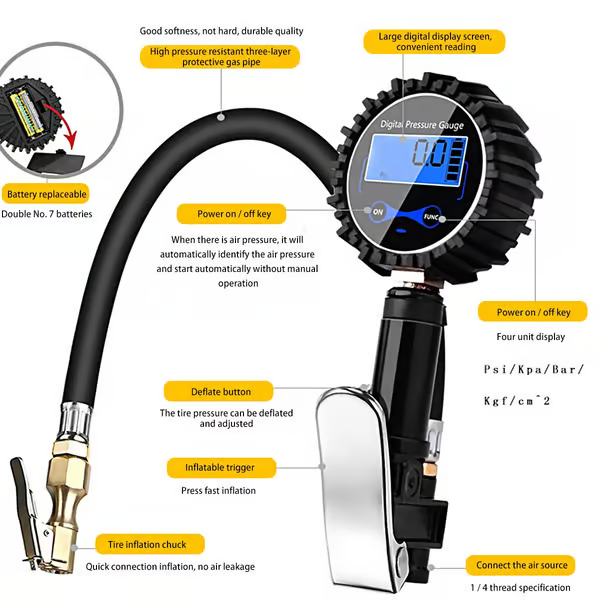 Digital Tire Inflator with Pressure Gauge