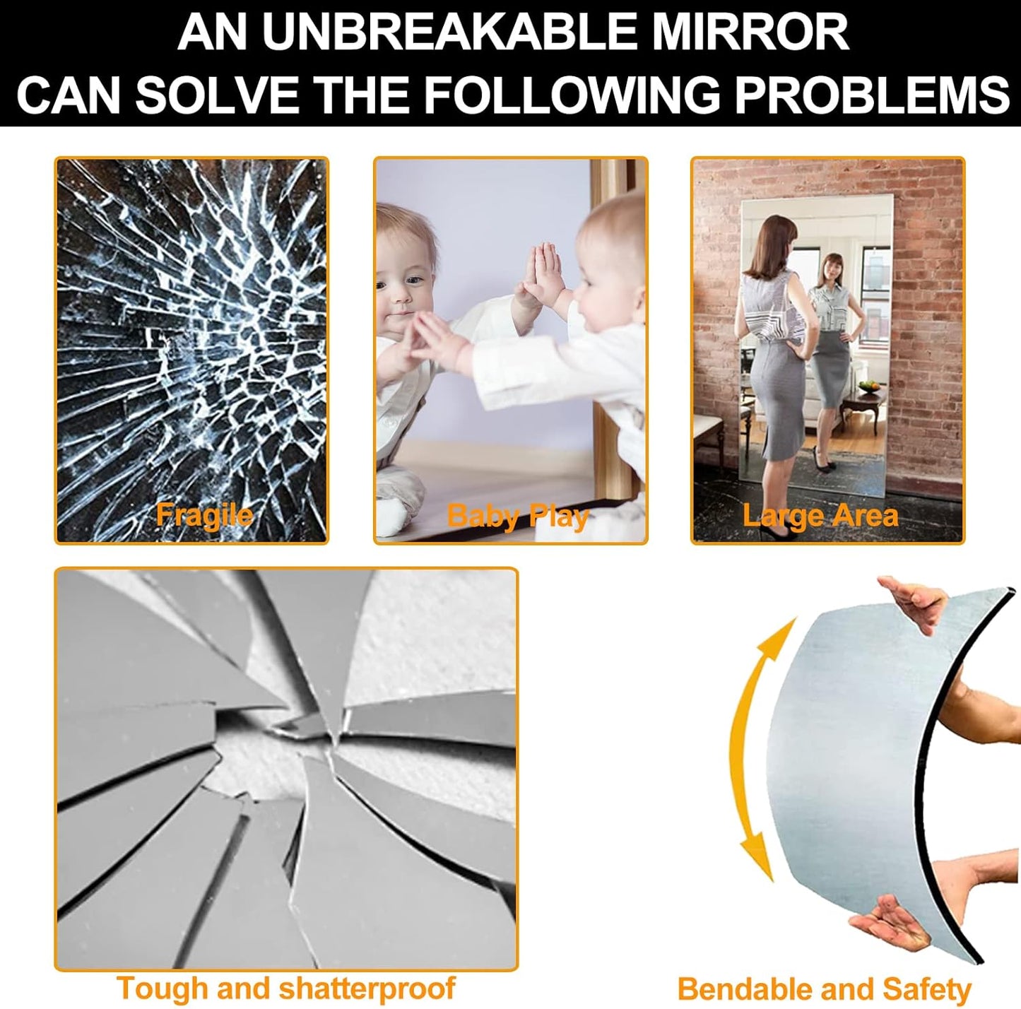 🔥49% OFF🔥A mirror that won't break-Self Adhesive Mirrors Sheets🥰❤️