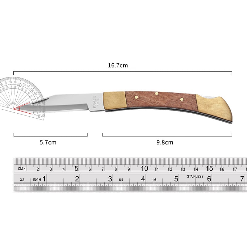 110 Folding Hunter Lock-back Knife, Brass Bolsters, Ebony Handles, 3-3/4" 420HC Blade with Leather Sheath