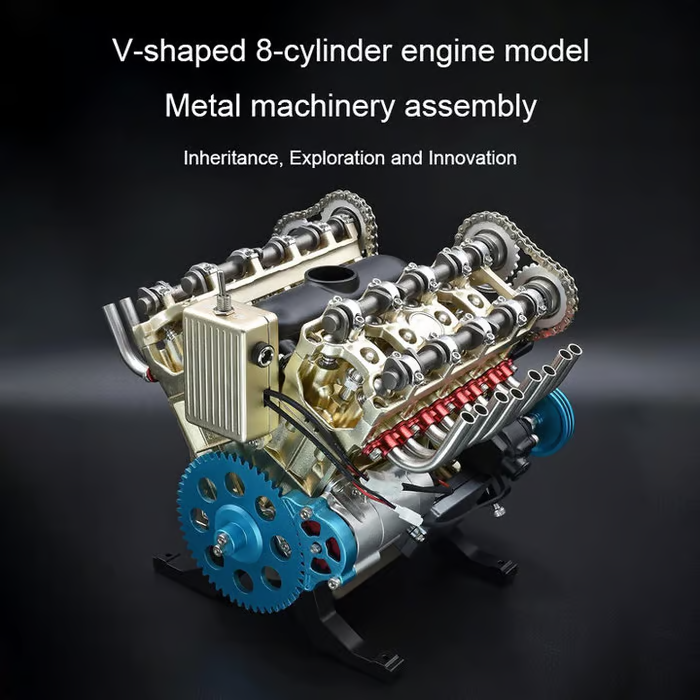 🎁Promotion 49% OFF-8-Cylinder Full Metal Car Engine Model（3-Year Warranty）